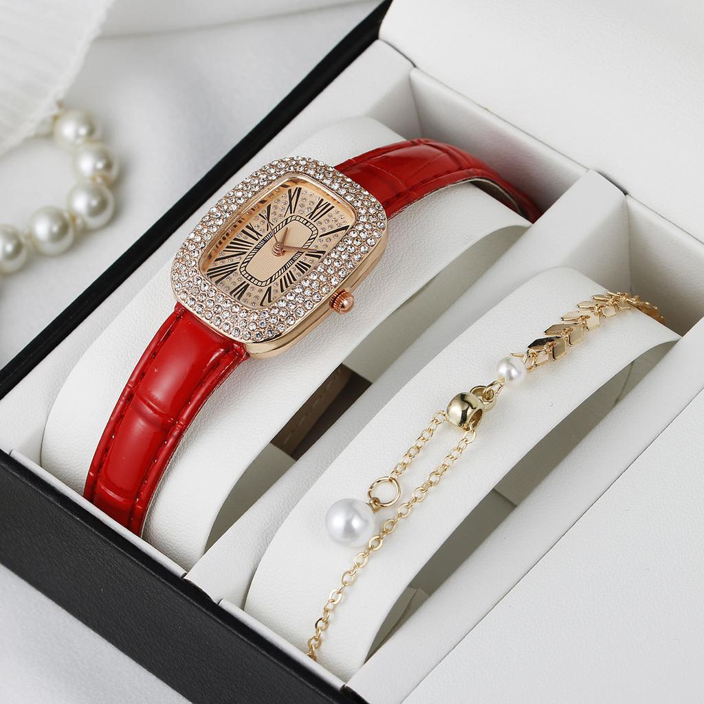 Luxury Full Diamond Quartz Wristwatches Fashion Bracelet Watch Set Brand Designer Vintage Watches for Women Relogio Feminino