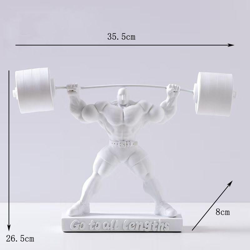 Muscle Man Weightlifting Bodybuilding Strongman Statue Resin Decoration Home Room Sculpture Ornaments Sports Gym Figurine Crafts