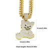 Trendy Bear Pendant Necklace Mens Cuban Link Chain Choker Bling Diamonds Neckchain Rhinestones Clavicle Chain Jewelry