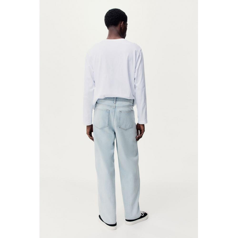 H M Loose Fit Jeans Pale deniM Blue