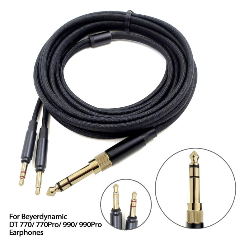 Double 3.5mm Nylon Headset Cable for Beyer T1 2nd/3rd Portable Headphone Cable Headset Repair Lines Replacement Cord