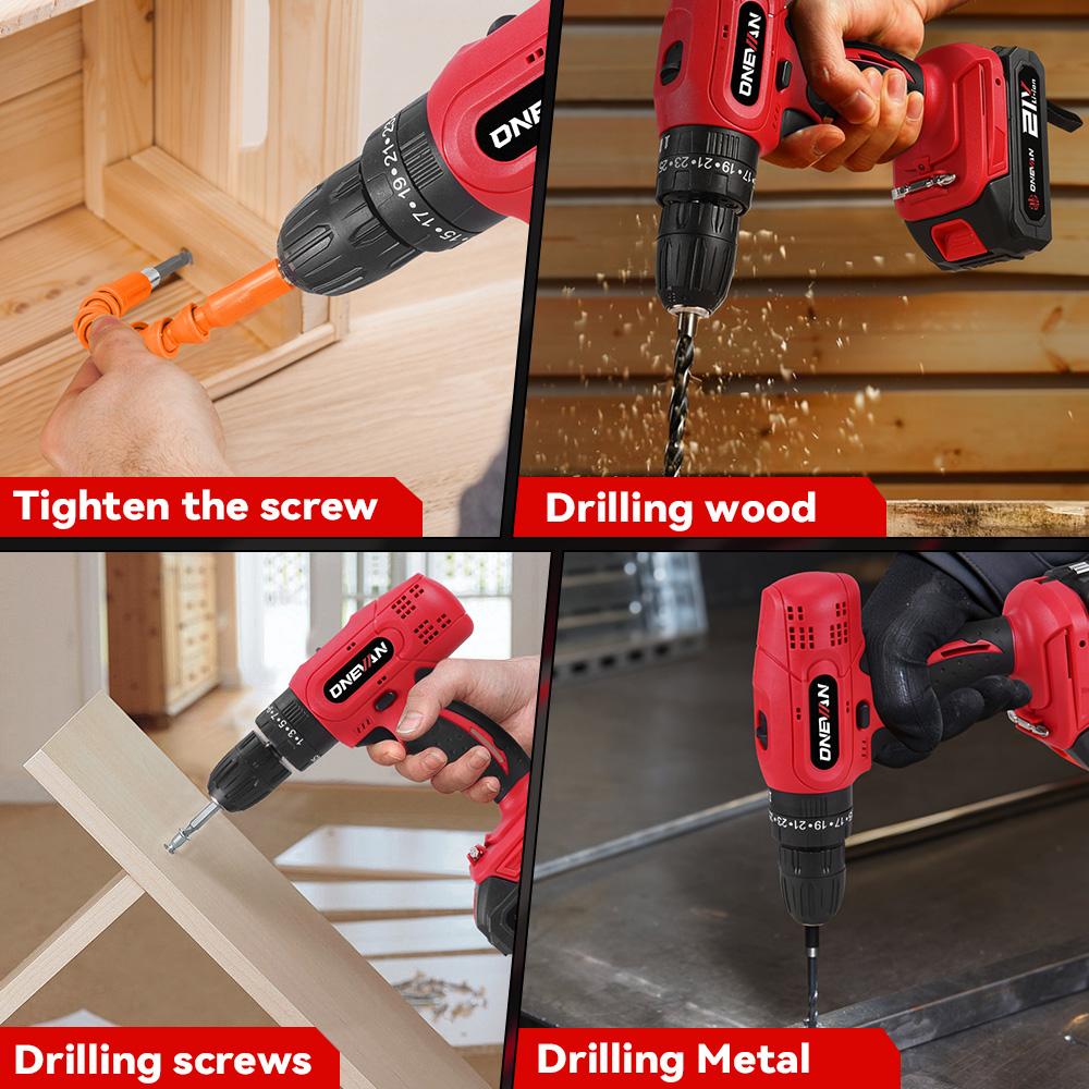 ONEVAN 25+3 Torque Electric Impact Drill Multifunctional 2 Gears Cordless Hammer Drill Power Tool For Makita 18V Battery Pin
