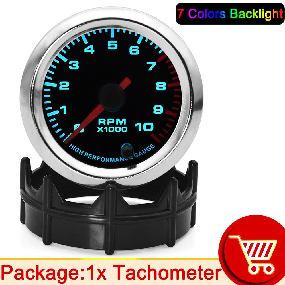 

AD 7 Color Backlight 52mm 0-10000 RPM Tachometer Tacho Gauge Car Pointer Tachometer Meter for 12V 4/6/8 Cylinder Gasoline Car