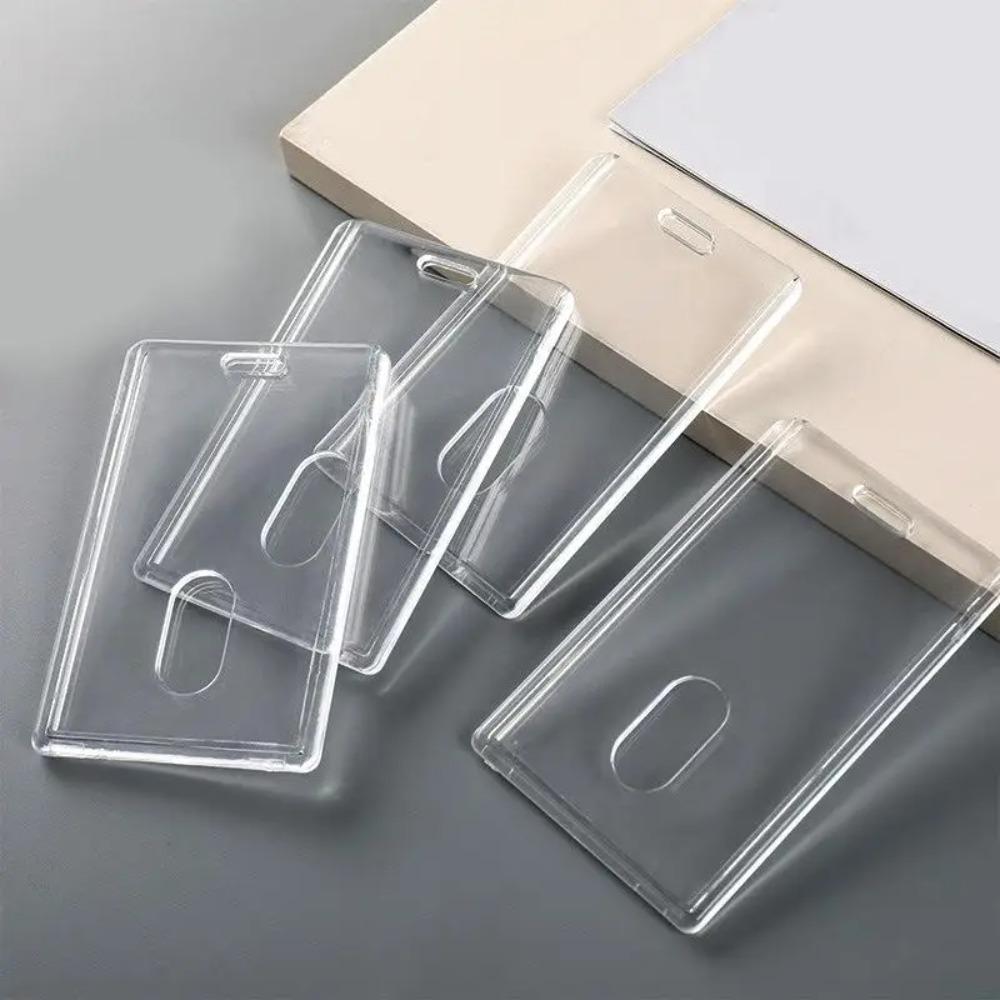 10-1Pcs Transparent ID Badge Card Holder Hard Protective Case Acrylic Waterproof Pass Work Card Cover for Office Hospital Staff