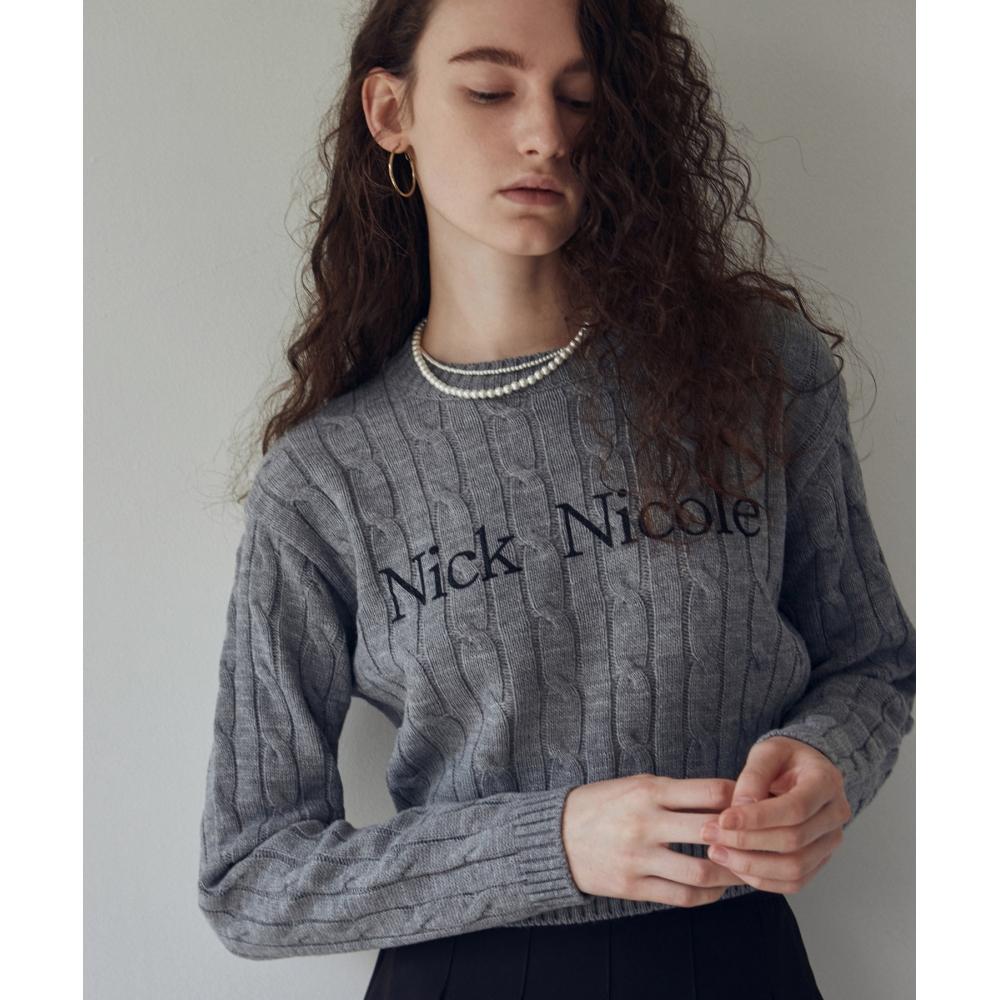 

NICKNICOLE NICOLE CABLE CROP KNITGRAY