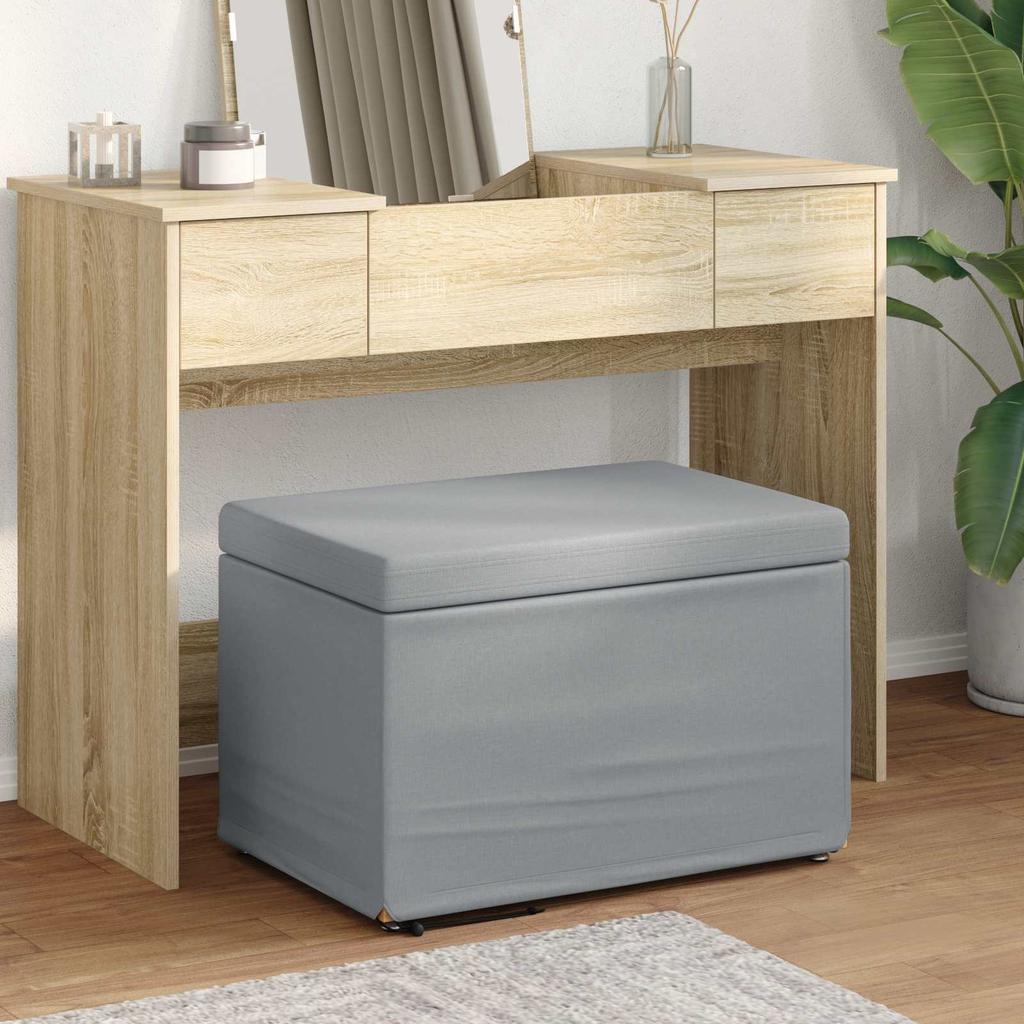 Stool Light Grey 61 X 41 X 40 Cm Fabric and Particleboard