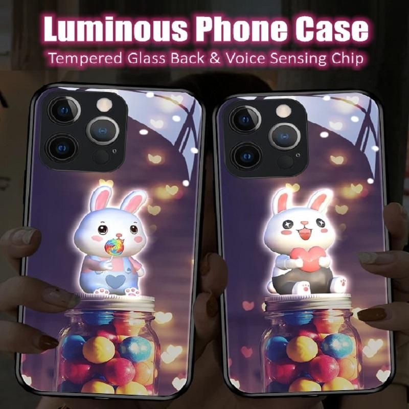 LED Light Glowing Luminous Phone Case for IPhone 11 12 13 14 15 X Xs Xr Mini Pro Max Plus