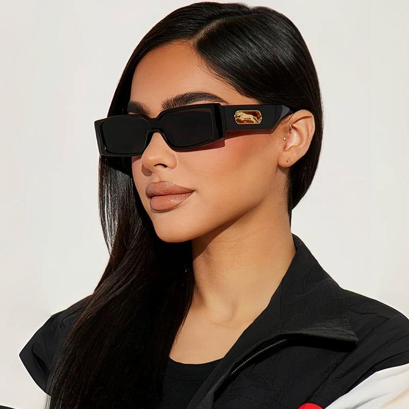 New Luxury Brand Designer Small Frame Rectangle Sunglasses Women For Men Vintage Sun Glasses Popular Punk Leopard Shades UV400