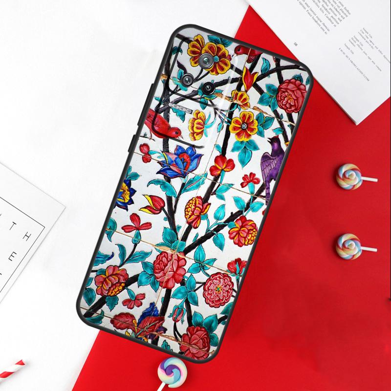 Ancient Floral Tiles Cover For Xiaomi 14T 11T 12T 13T Pro 13 14 15 Ultra POCO X7 Pro X3 X5 X6 F5 F6 M6 Pro Case