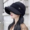 Autumn and Winter Women's Lamb Wool Thickened Equestrian Hat Retro Temperament Warm Windproof Bucket Hat