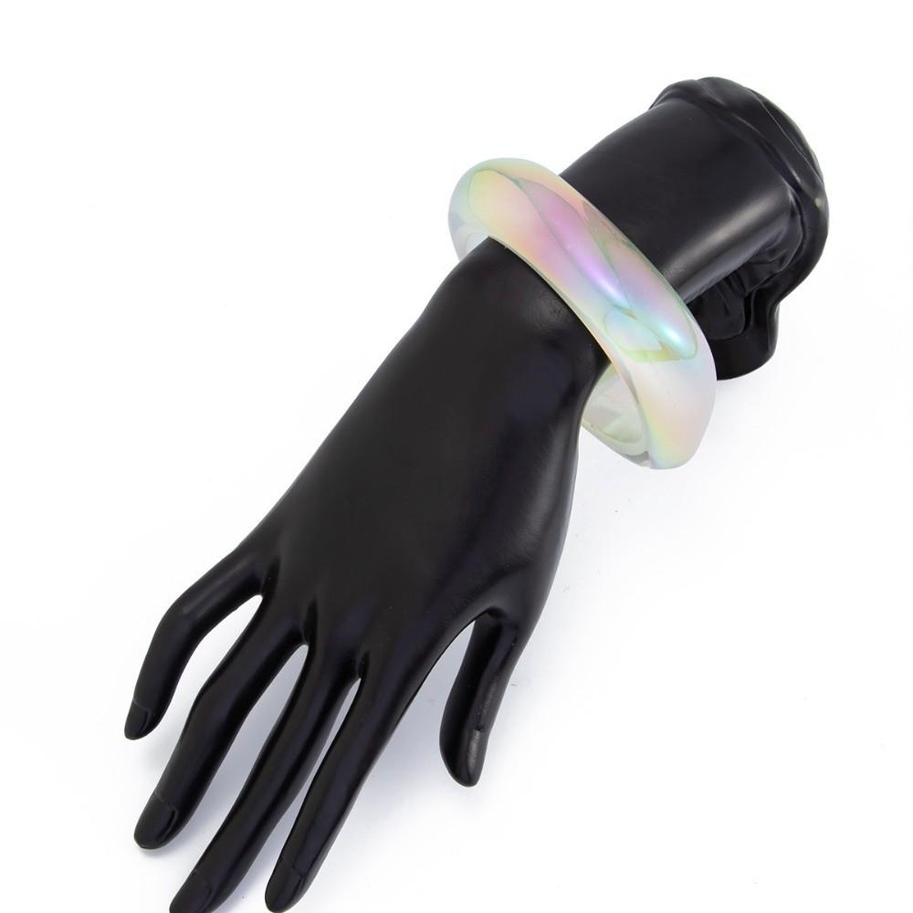 Irregular Geometric Colorful Resin Bangles Punk Hip Hop Chunky Bangles Laser Bracelets  Boho Style