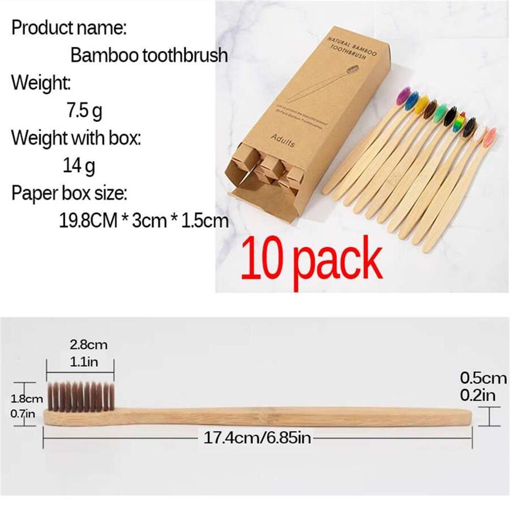 

Набор бамбуковых зубных щеток для взрослых в индивидуальной упаковке, натуральный и экологически чистый, бамбуковая зубная щетка, таблетка, одна коробка 10 шт.