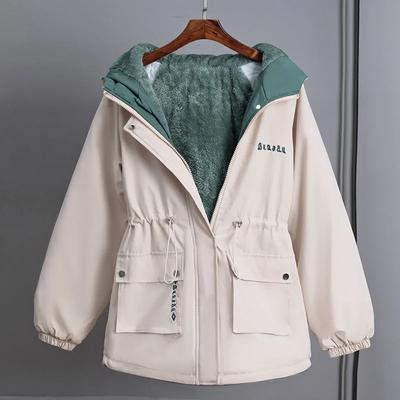 Autumn  and  Winter Velvet Jacket Women's Parker Korean Loose Hooded Thick Warm Windbreaker Female Short Casual Outerwear
