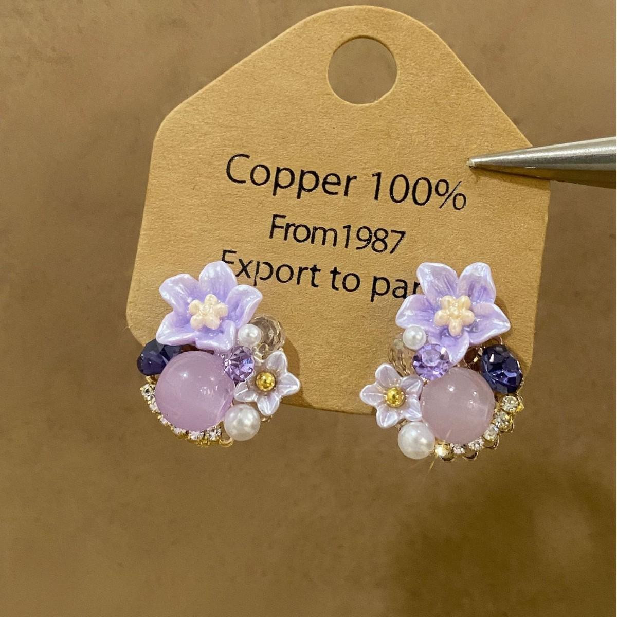 Elegant Purple Flower Stud Earrings: Sweet, Exquisite Design for Women