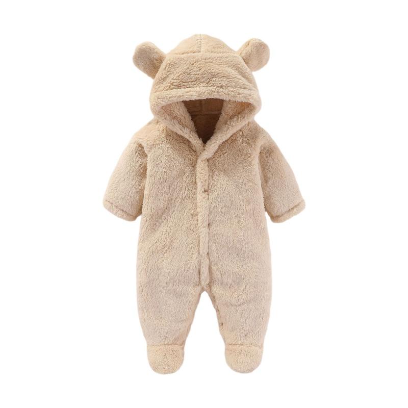 

Детский флисовый теплый комбинезон однотонный с капюшоном 59 бежевый