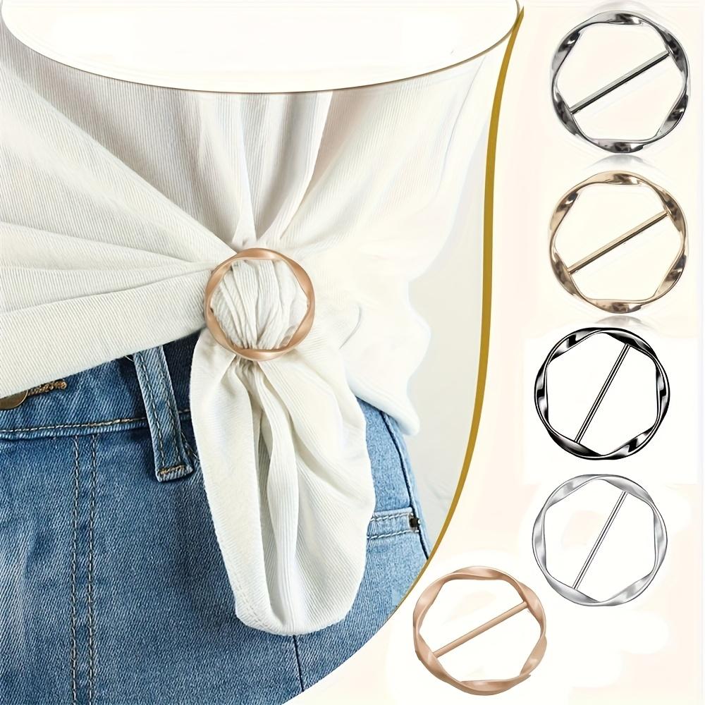 Multifunctional Metal Scarf & T-Shirt Clip Set - Easy Knot and Waist Accessory, Suitable for Clothing Non-Stitched Length Fixing