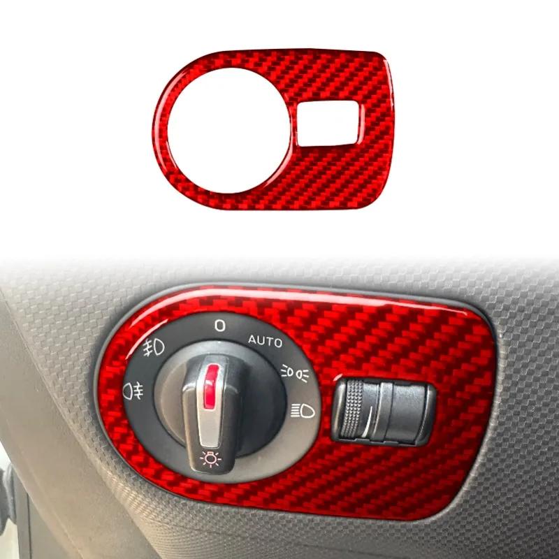 Real Soft Carbon Fiber Sticker LHD RHD Car Headlight Switch Frame Trim For Seat Leon 2005 2006 2007 2008 2009 2010 2011 2012