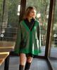 European Spring & Autumn Mid-length Jacquard Open-front Knit Cardigan Sweater