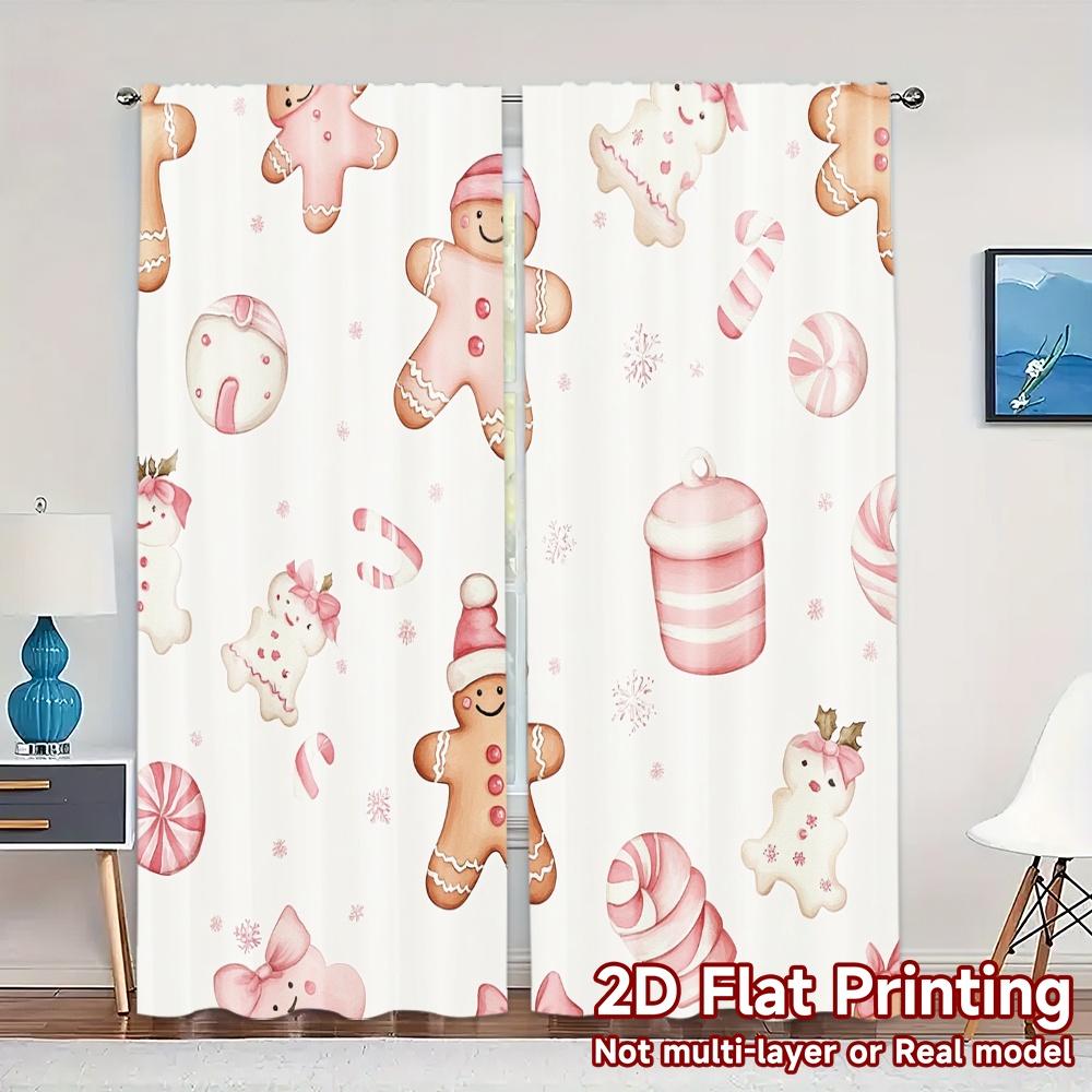 

2pcs,Curtains Cute Christmas_a (2) Chic Chic Curtains Polyester Easy Install Curtains Holiday Use for Bedroom Office Kitchen 52.50×116.00 CM 2pcs