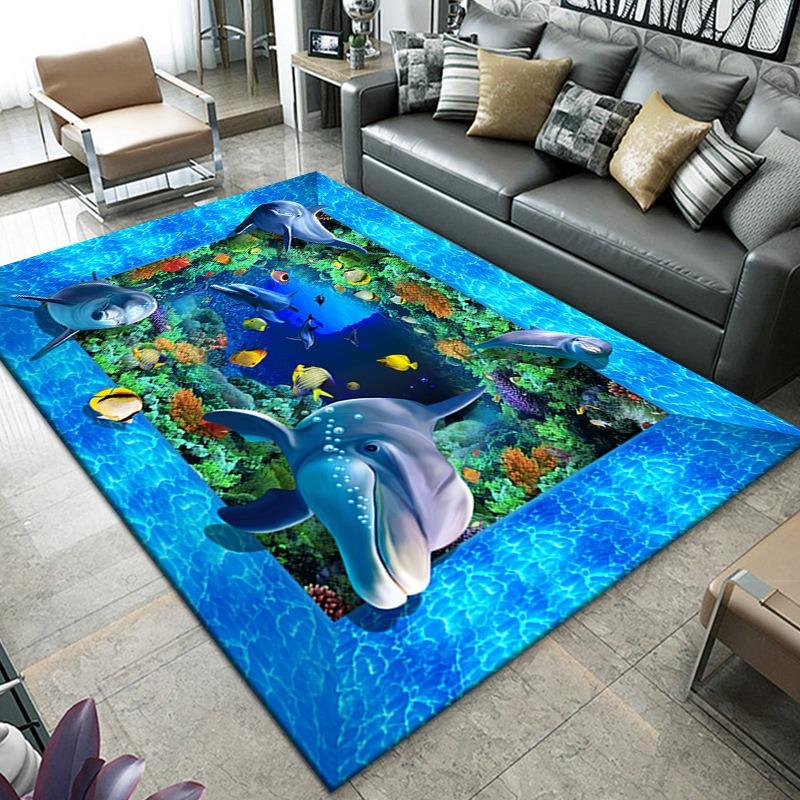 Carpet Living Room 3D Vision Underwater World Vortex Bedroom Carpet Home Tea Table Sofa Mat Indoor Rug Easy Clean Very Beautiful