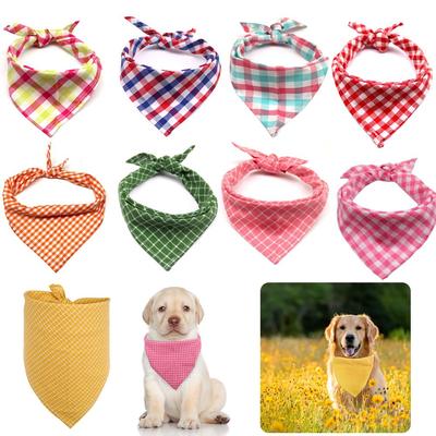 Filhotes de cachorro ajustável lenço babador coleiras para animais de estimação cachecol para cães xadrez estilo gato cachecol para animais de estimação bandanas
