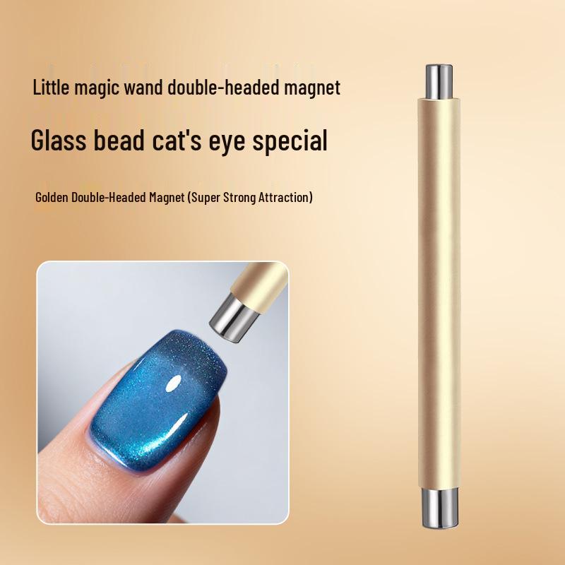 Double-Ended Multi-Functional Cat Eye Nail Art Magnet with Wide French Glass Beads