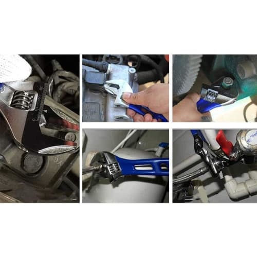 HYCDIYTS Wide Adjustable Wrench, 200mm Long, 44mm Jaw Width, Short Adjustable Wrench for Water Supply and Faucet, Lightweight, Adjustable, Multi-Funct