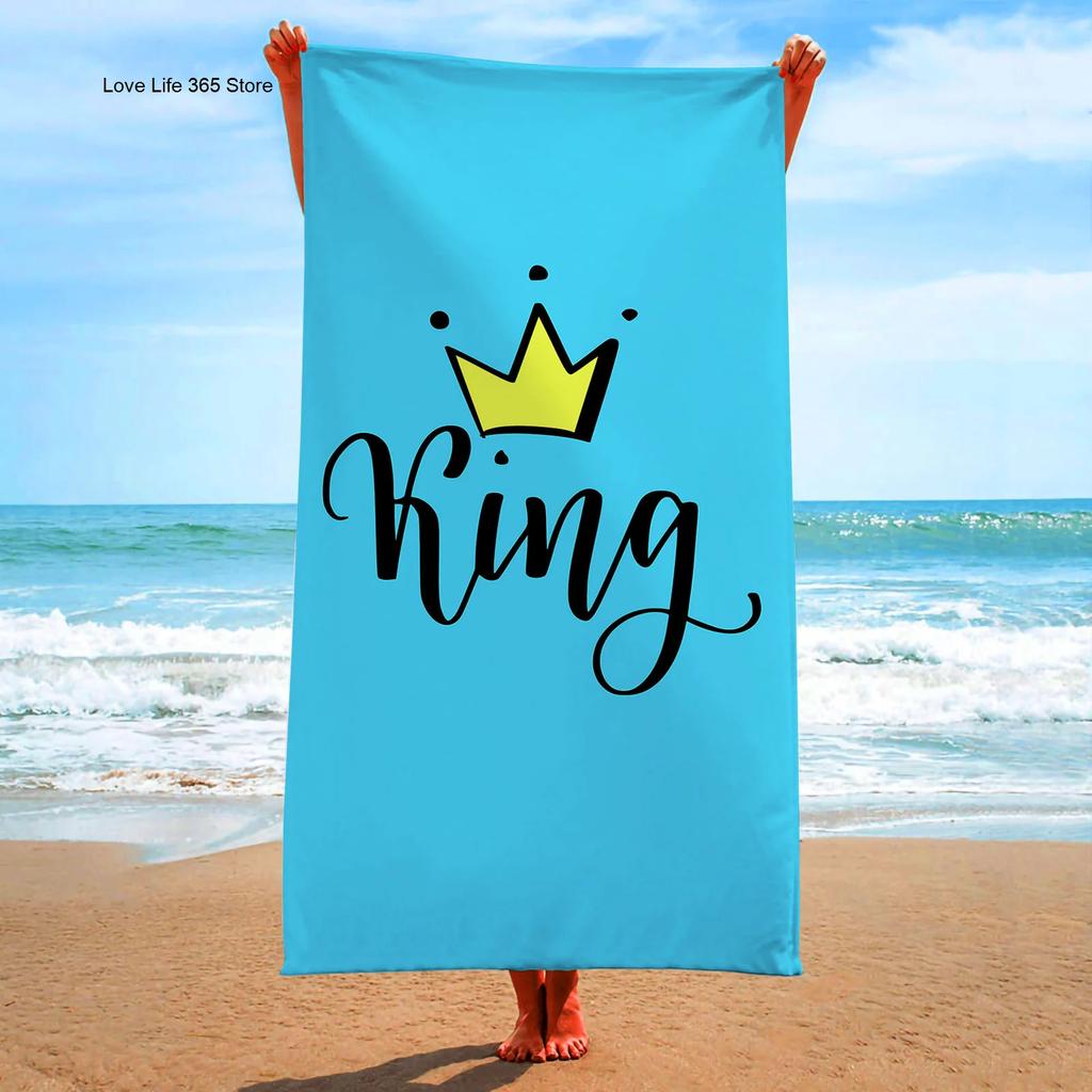 King and Queen's Velvet Bath Towel Beach Towel Cushion Large Bath Towel Beach Towel Printed Microfiber Towel Minimum Order