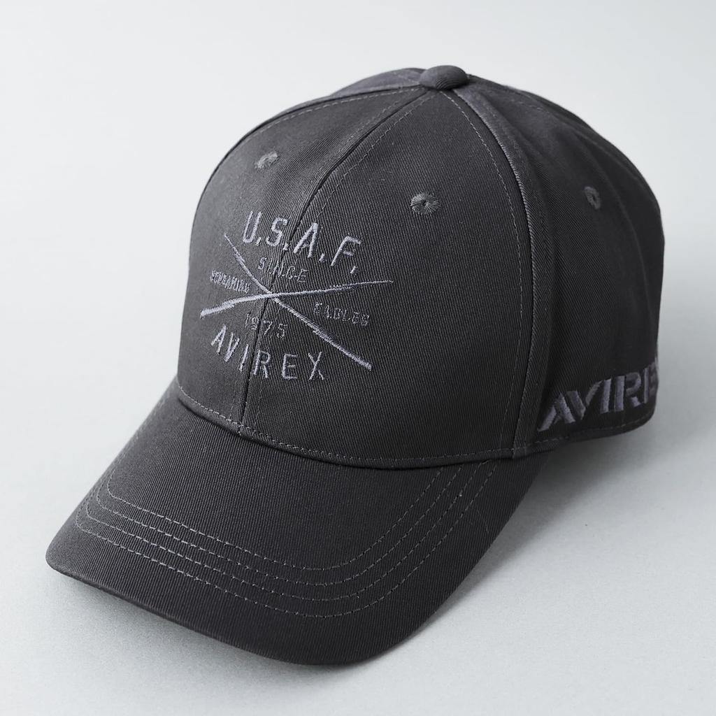 AVIREX ARMY Military Embroidered Baseball Cap for Men Free US BASE 6-Panel Low-Profile (JP, Alphabet, Size, Charcoal)