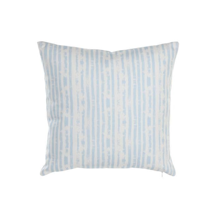 Coussin - Méditerranéen - Rayures Bleu Blanc - 45 x 15 x 45 cm - Déhoussable - Polyester