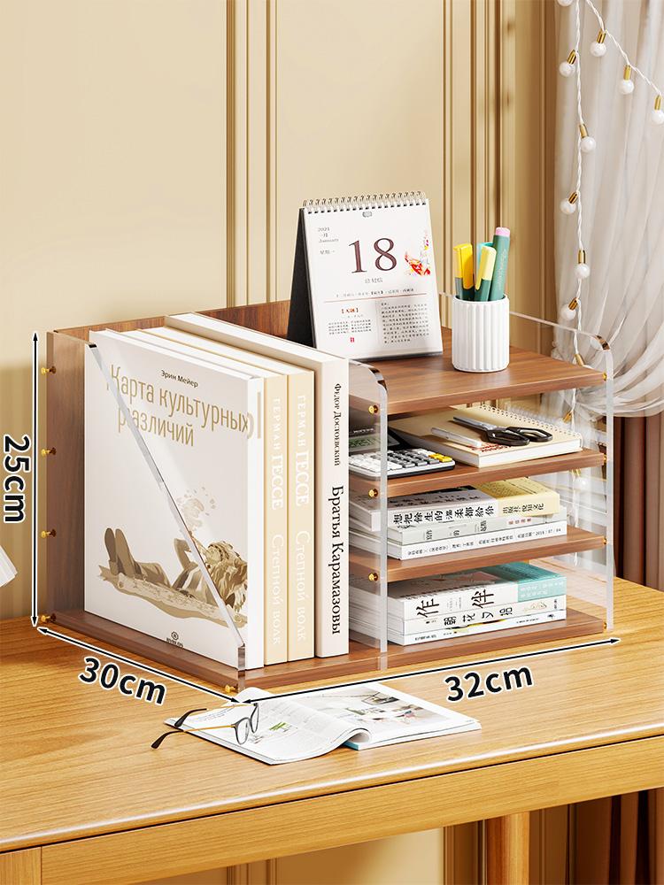 Modern Clear Acrylic Desk Organizer Multi-Layer Display Shelf Office A4 File Holder with Storage Bookshelf for Stationery 6860₽