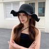 Ladies Wide Brim Sun Hat With Breathable Polyester Material For Uv Sunshade
