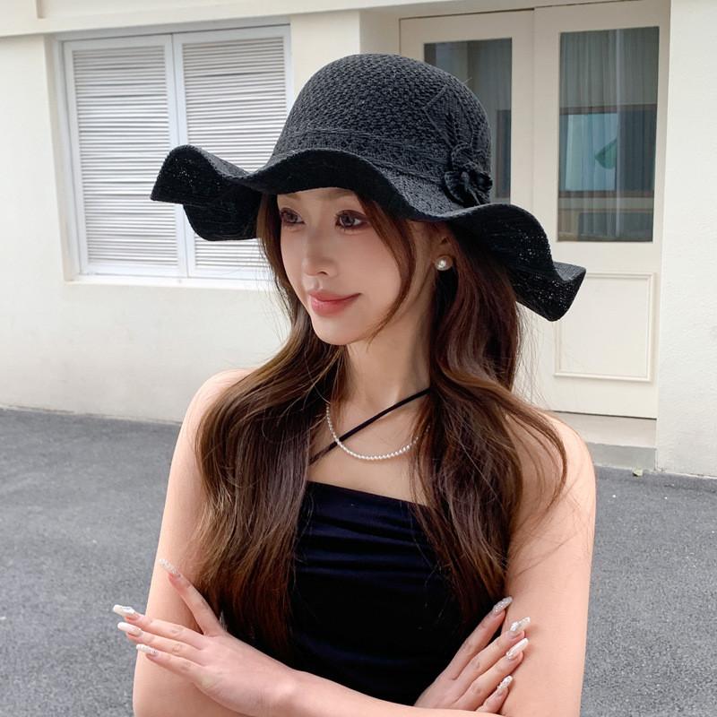 Ladies Wide Brim Sun Hat With Breathable Polyester Material For Uv Sunshade