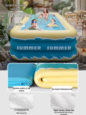 Thickened Inflatable Family Pool for Kids and Adults - Square Outdoor Water Play Pool