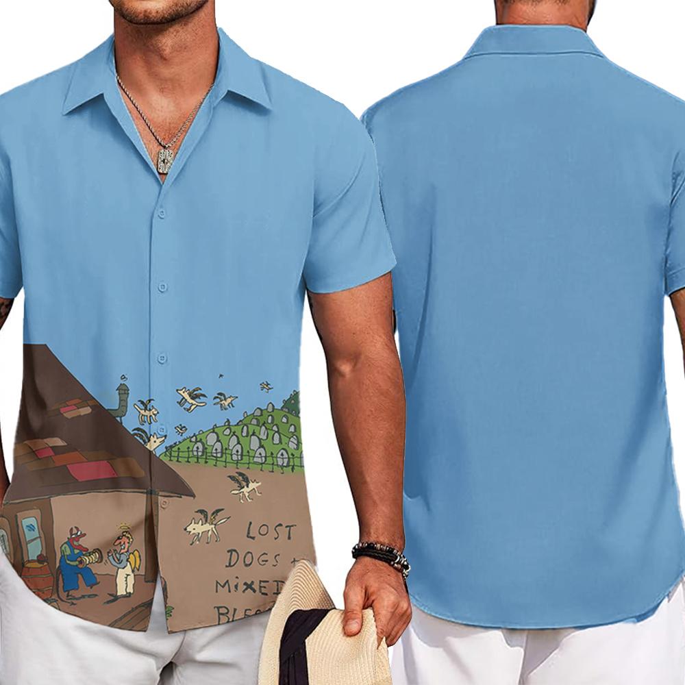 

Джон Прайн Потерянные собаки + Смешанные благословения Рубашка на пуговицах Мультяшный графический принт 3D печать Рубашки Свободная Повседневная Мужская Женская Одежда XXXXL