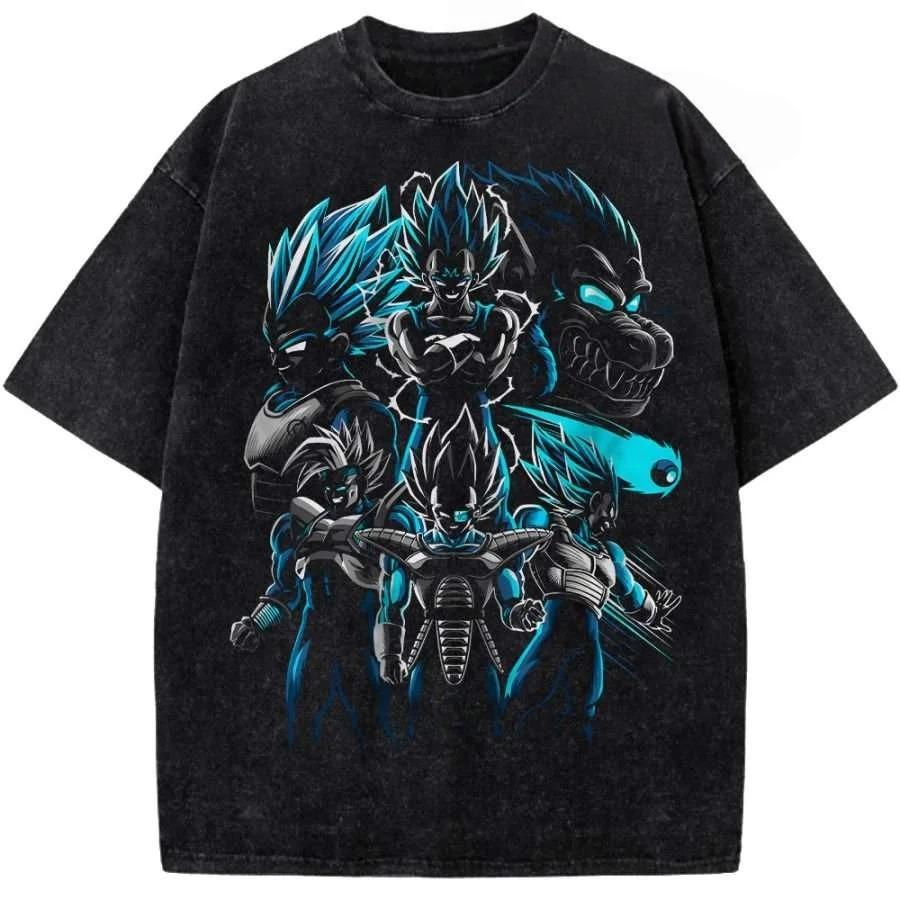 Hot Sale Dragon Ball Vegeta IV Graphic Print T-Shirt Men Women Streetwear Harajuku Fashion Vintage Washed Cotton Summer New Tee Casual Oversized Top
