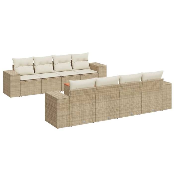 VidaXL Salon de Jardin avec Coussins 9 pcs, Canapés et Table de Terrasse, Ensemble de Meubles d'Extérieur Patio, Moderne, 3257696
