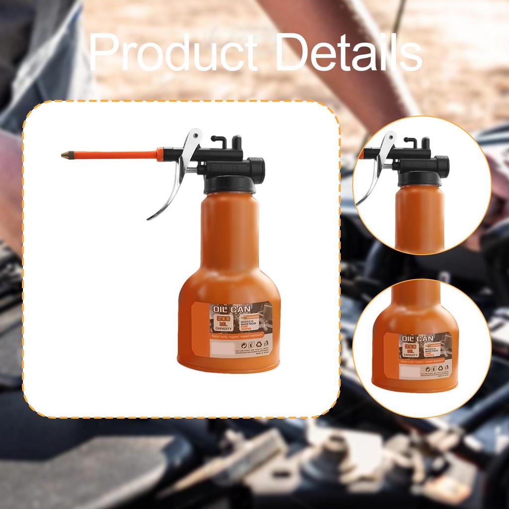 Metal Oil Can Manual Garage Equipment Portable Spray with Rigid Spout Pump Oiler for Bikes