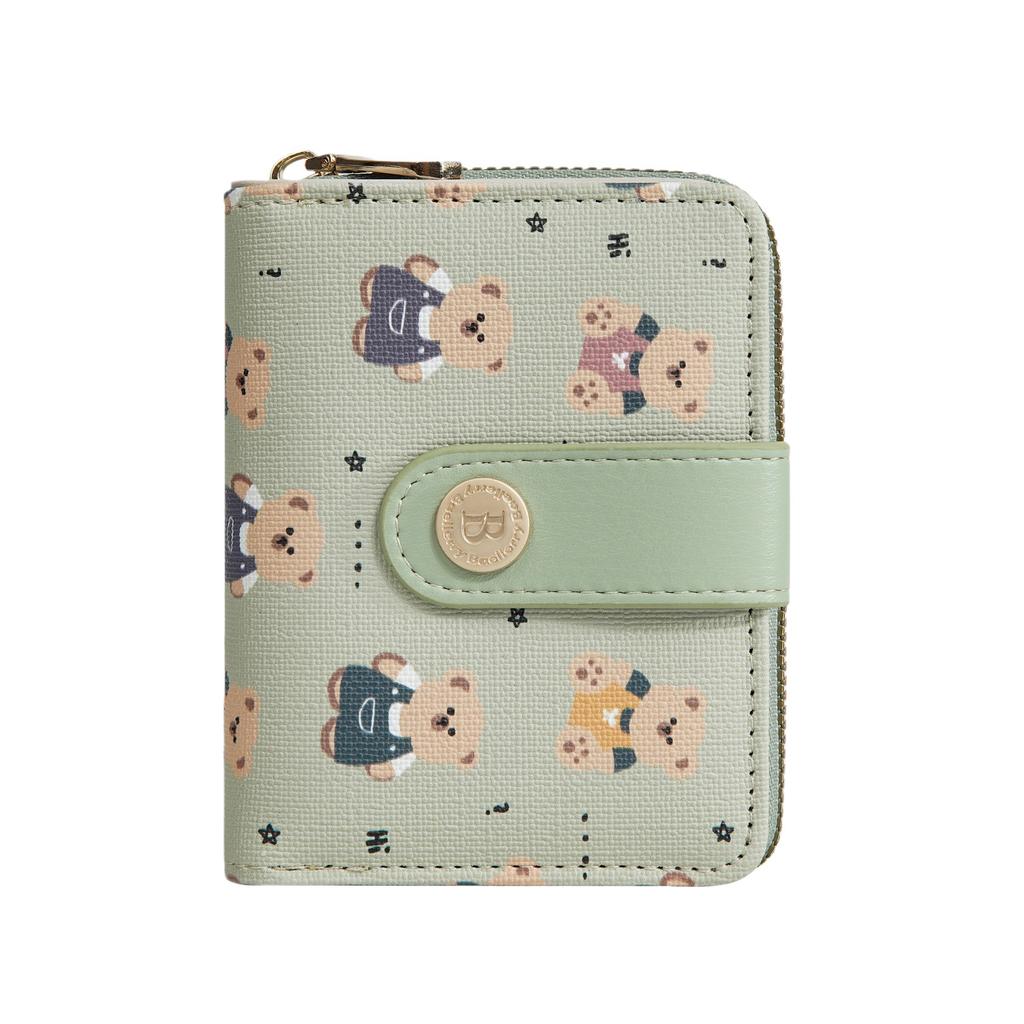 New women's short wallet women's high-end student cartoon bear pu wallet fashion zipper small wallet women