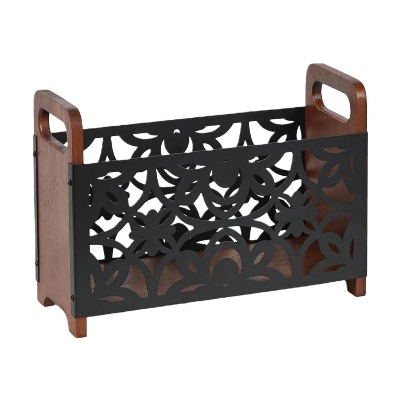 Multifunkční stojací úložný regál na knihy, časopisy, noviny Dřevěný organizér Elegantní domácí dekorace