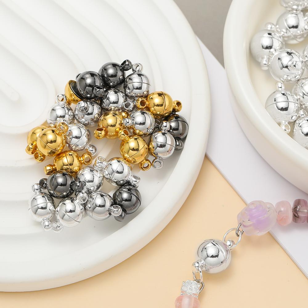 10pair/Lot 6/8/10mm Round Magnetic Connectors Clasps Magnet Charms End Cap for DIY Jewelry Making Couple Bracelet Necklace