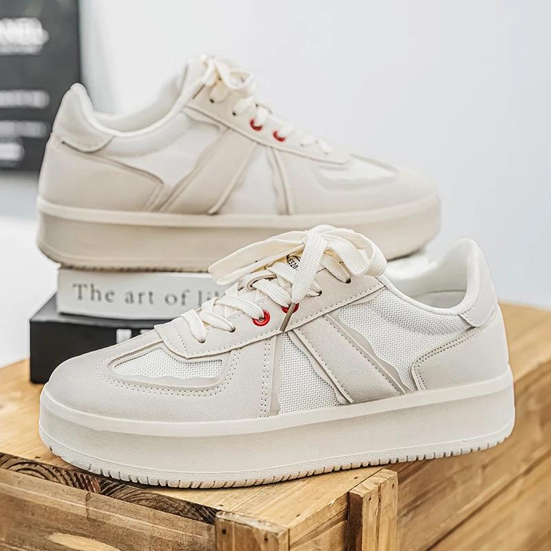 

Винтажные Тренировочные Кроссовки, Мужские Универсальные Дышащие Спортивные Кроссовки для Бега, Кроссовки на Толстой Подошве Увеличивающие Рост, Белые Кроссовки 39 бежевый