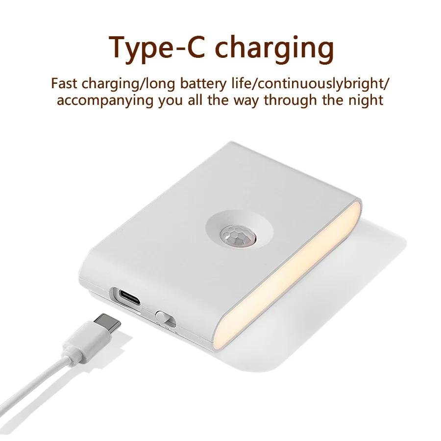 Motion Sensor LED Night Light USB Rechargeable Wireless Magnetic Cabinet Lamp Up and Down Luminous For Bedroom Closet Stair