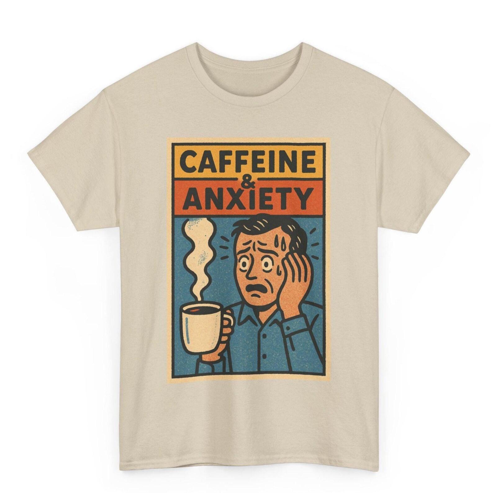 Caffeine Anxiety Retro Comic T-Shirt: Mental Health Humor Tee XL
