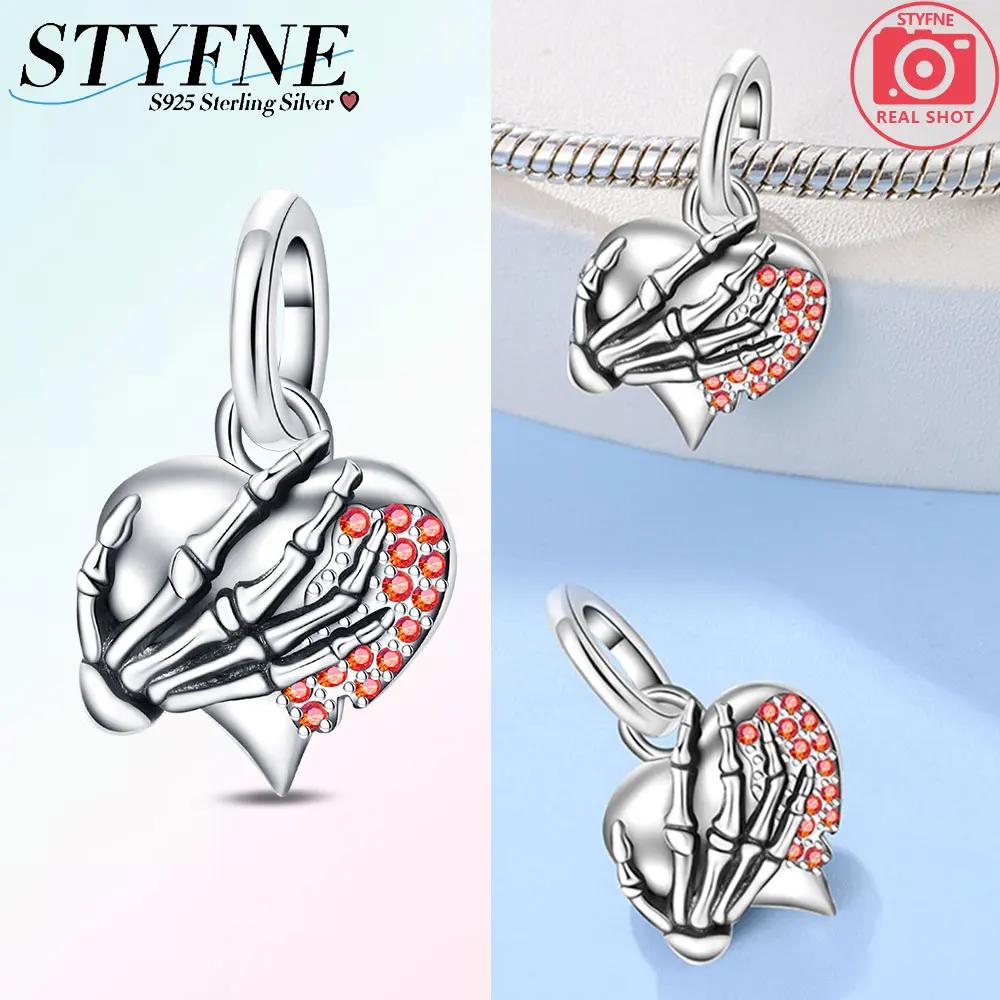 925 Silver Halloween Magic Key Dark Skull Beaded Charm Fit Exquisite Bracelet Diy Fine Jewelry Making Gift