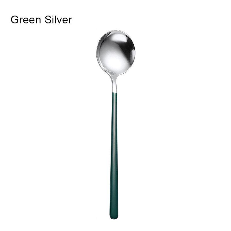 Korean Spoon Stainless Steel Exquisite Long Handle Spoon Soup Kitchenware Dessert Spoon Kitchen Tableware Akcesoria Kuchenne