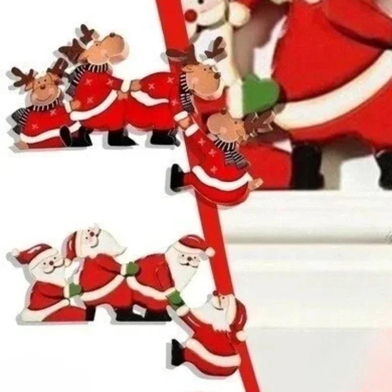 Nová vánoční dřevěná dekorace na zárubeň Dědeček a los Ručně vyráběné řemeslné výrobky Personalizované sváteční bytové doplňky