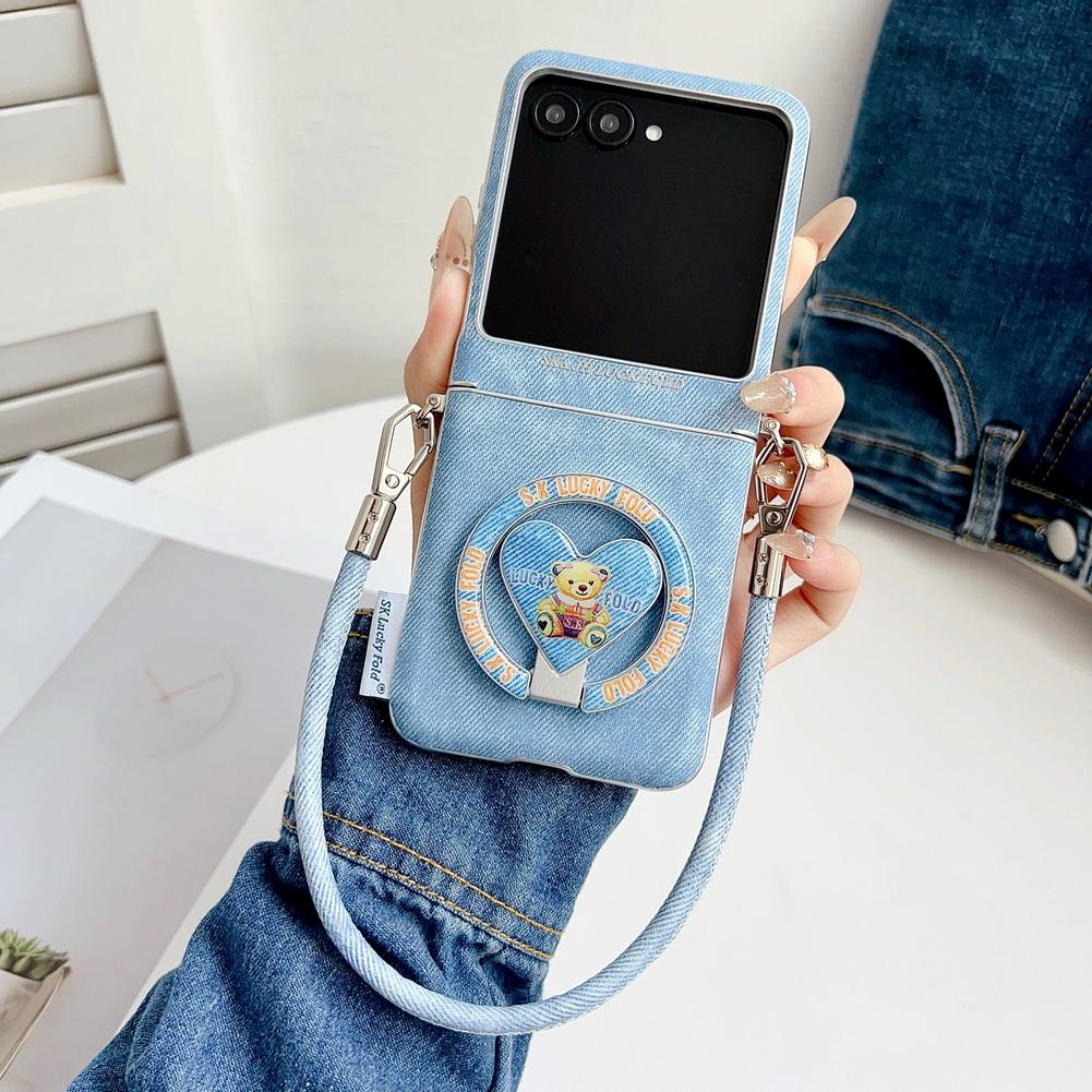 Etui magnetyczne w stylu jeansowym z srebrną krawędzią i bocznym zapięciem dla Motorola Razr 60 Ultra Moto Razr 60 2025 50 Razr + osłona