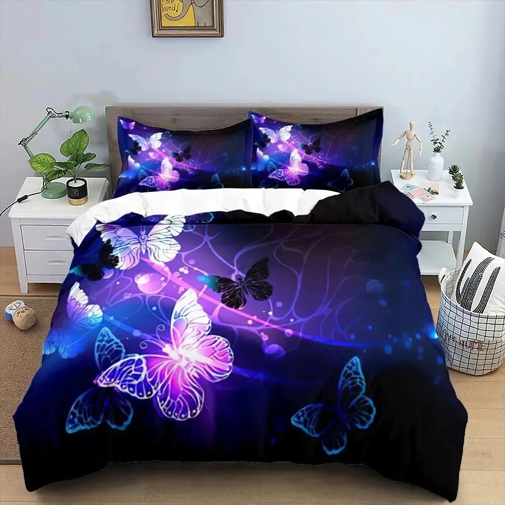 Butterfly 3D Flower Comfortable Duvet Quilt Cover Pillowcase Bedding Set Children Bedroom Decoration Home Textile
