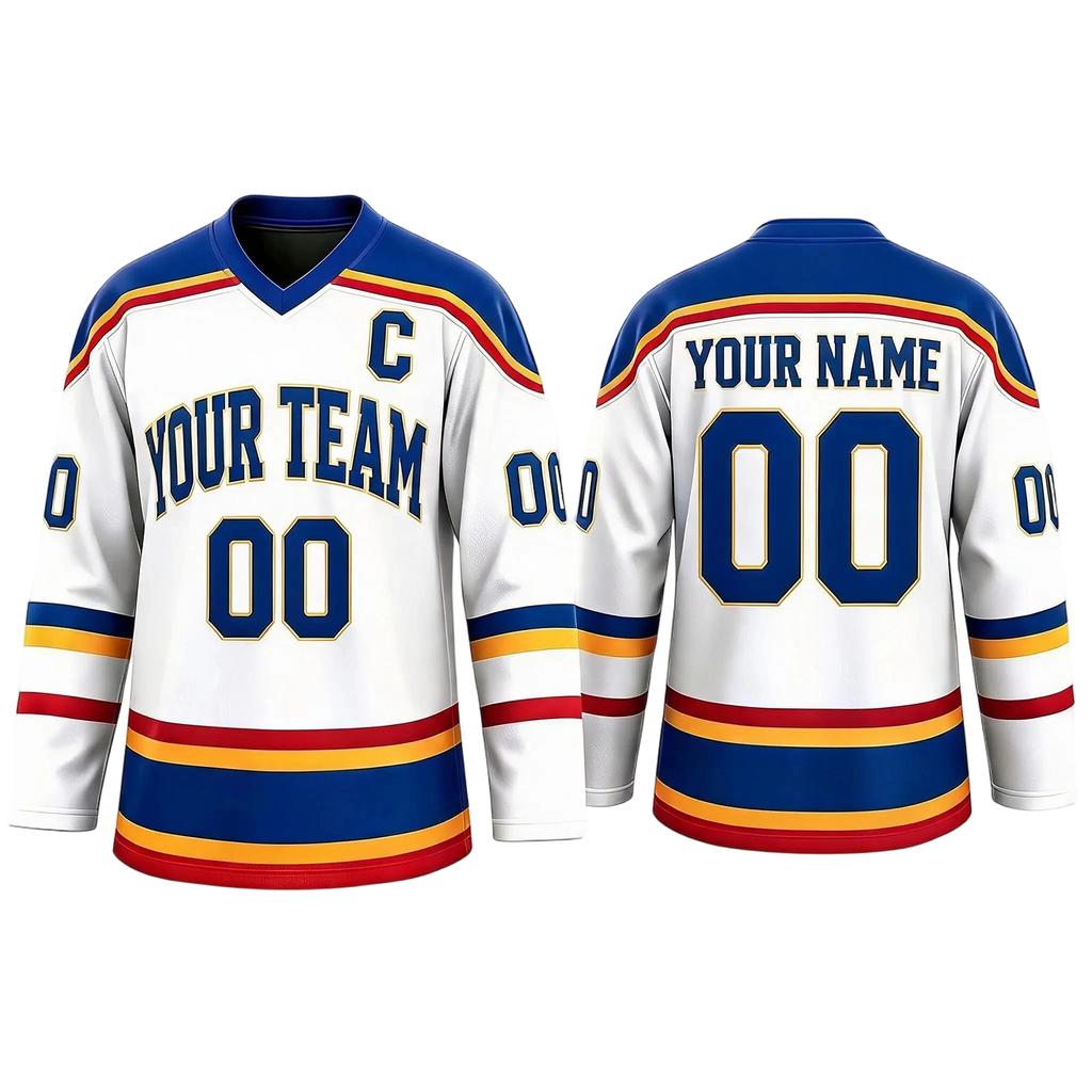 Customizable Hockey Jersey Personalized Team Name Number Long Sleeve V Neck Sportswear for Adults and Youth Suitable for Game Practice